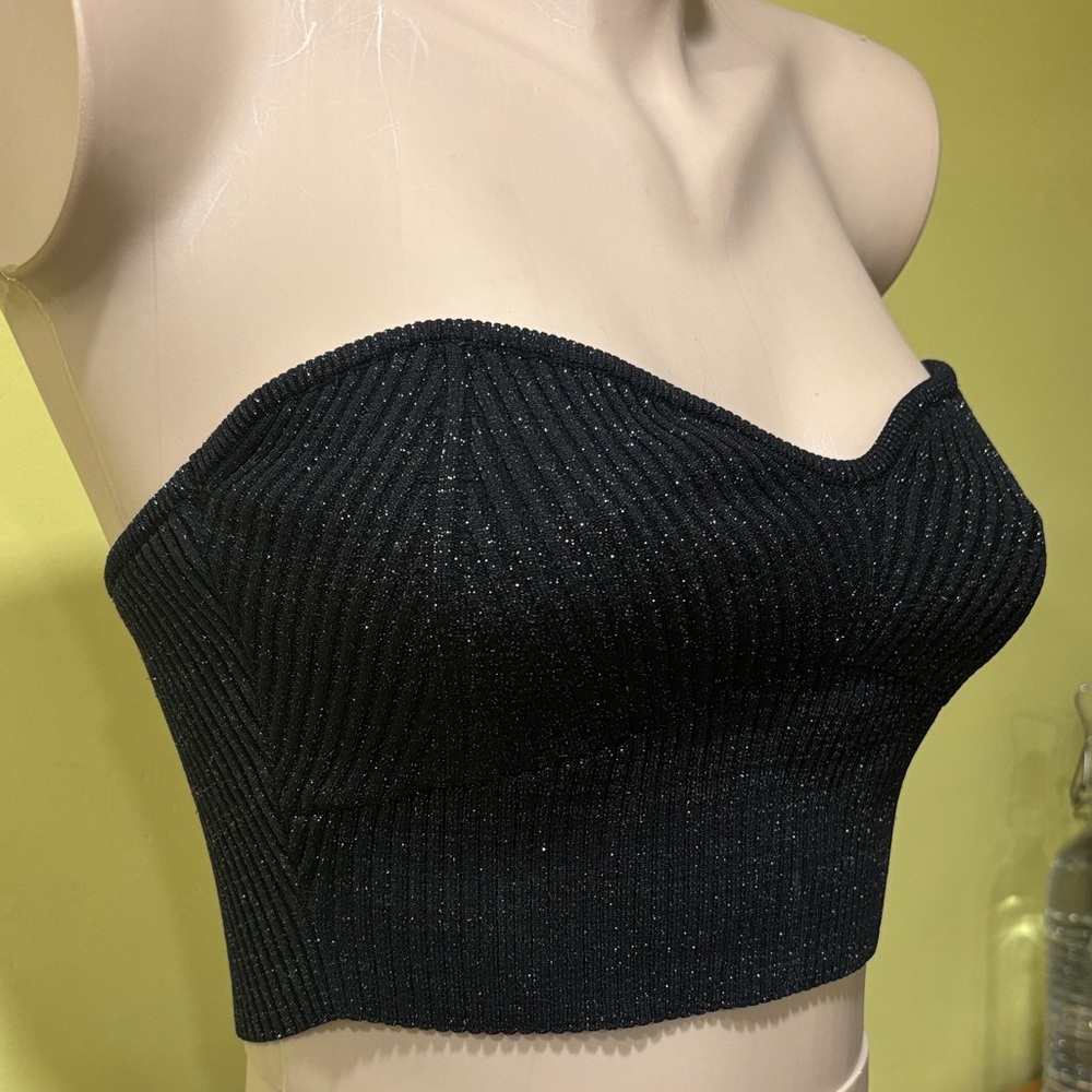 Forever 21 SPARKED Black Ribbed Tube Top